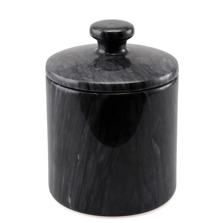 Convenience Concepts SPA Marble Cotton Ball Swab Holder, Natural Black HI3492826